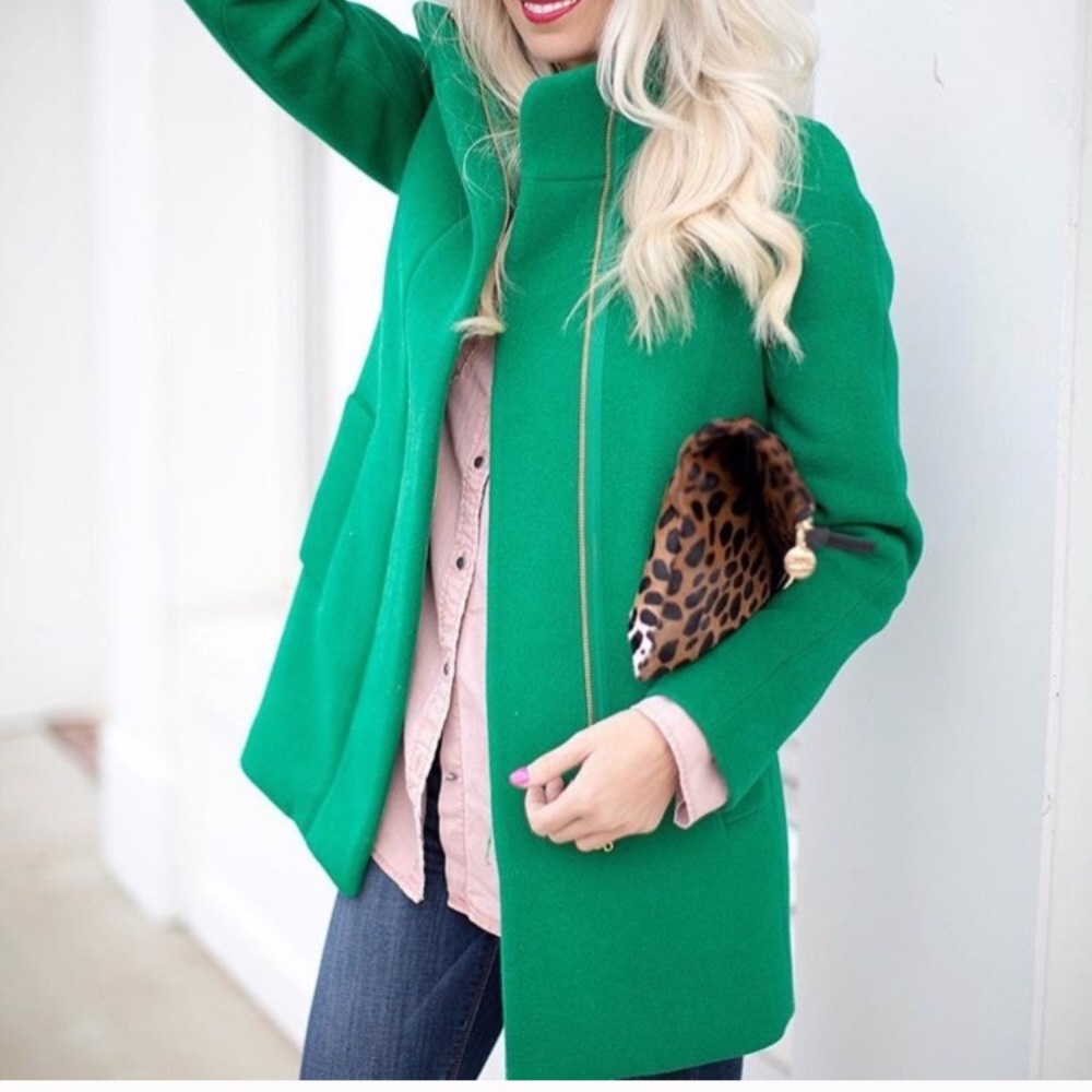 J crew stadium cloth cocoon coat green NWT size 6